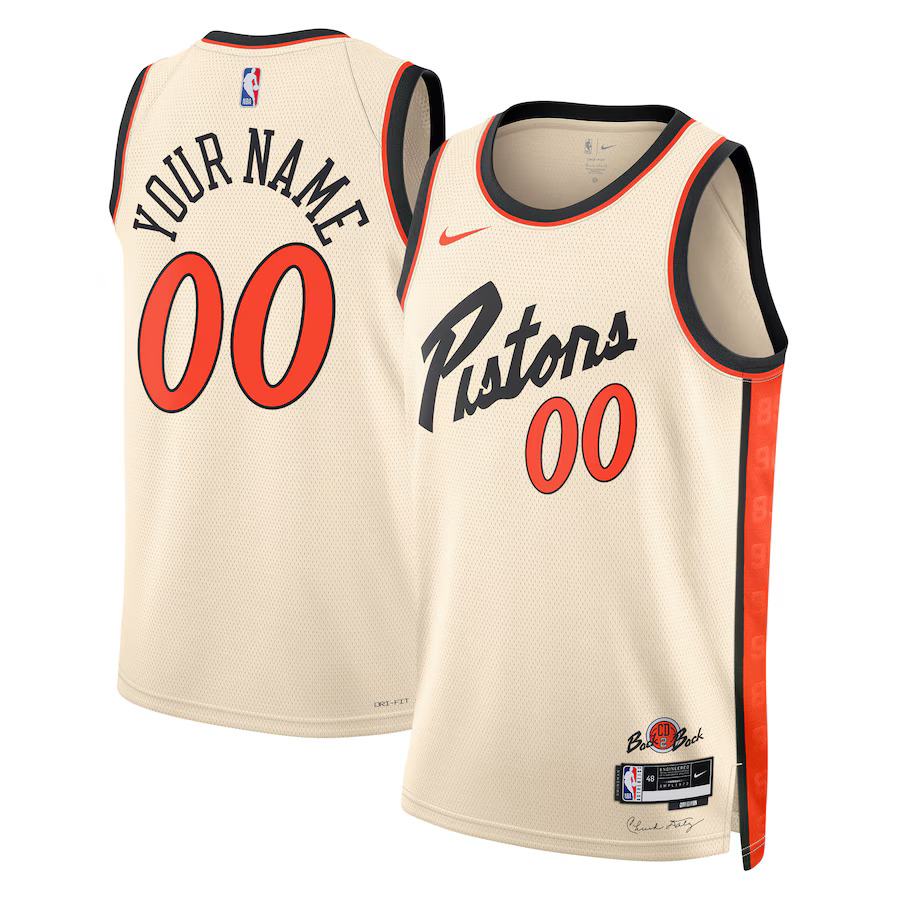 Men Detroit Pistons Nike White City Edition 2024-25 Custom Swingman NBA Jersey->customized nba jersey->Custom Jersey